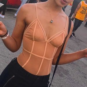 🍦 nude mesh caged body suit 😍